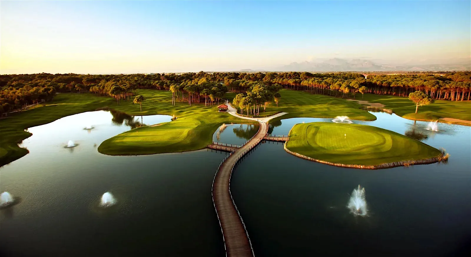 Island-style green on the Sueno Pines Course