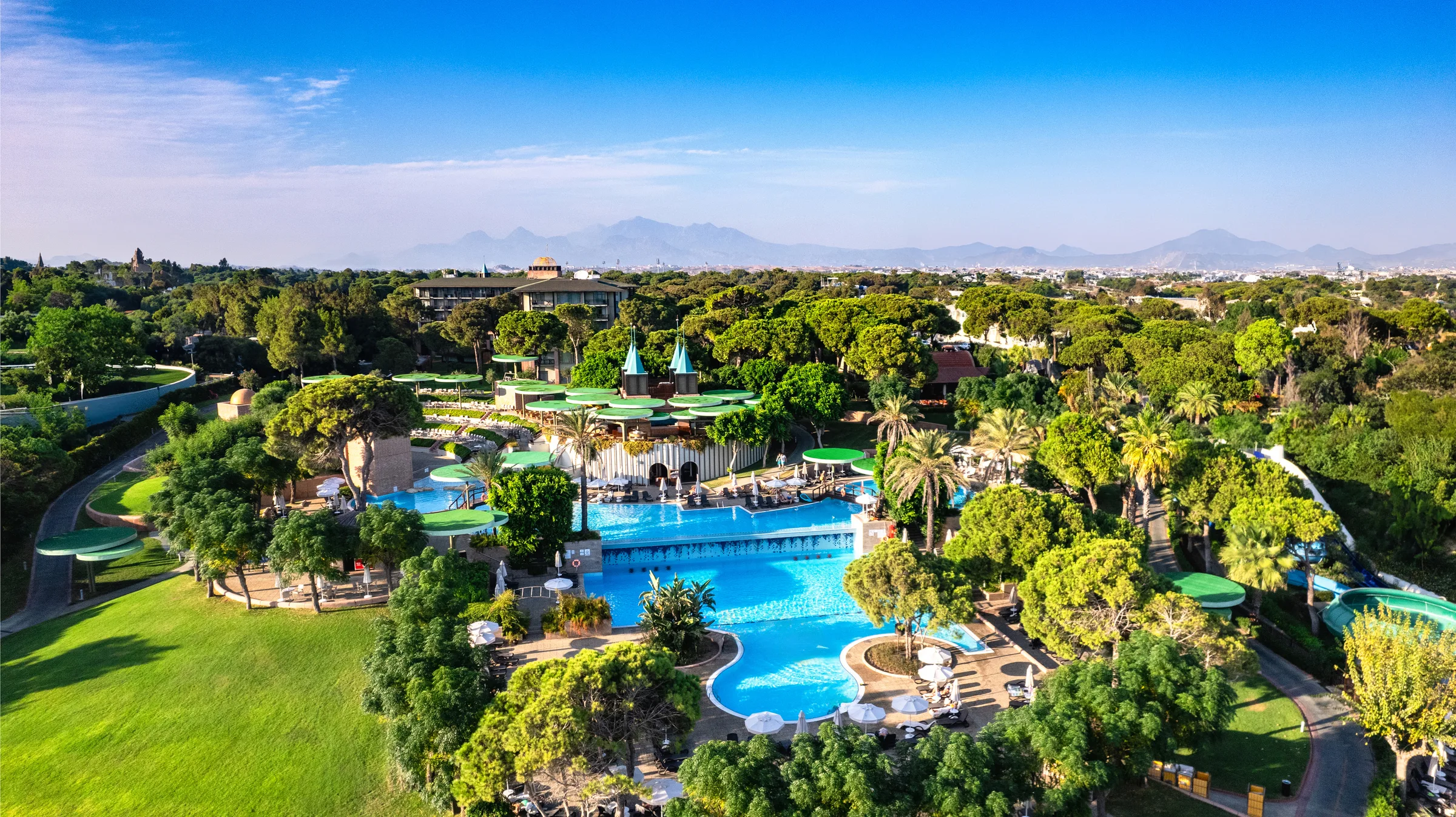 Aerial garden and pool view of Gloria Verde Resort