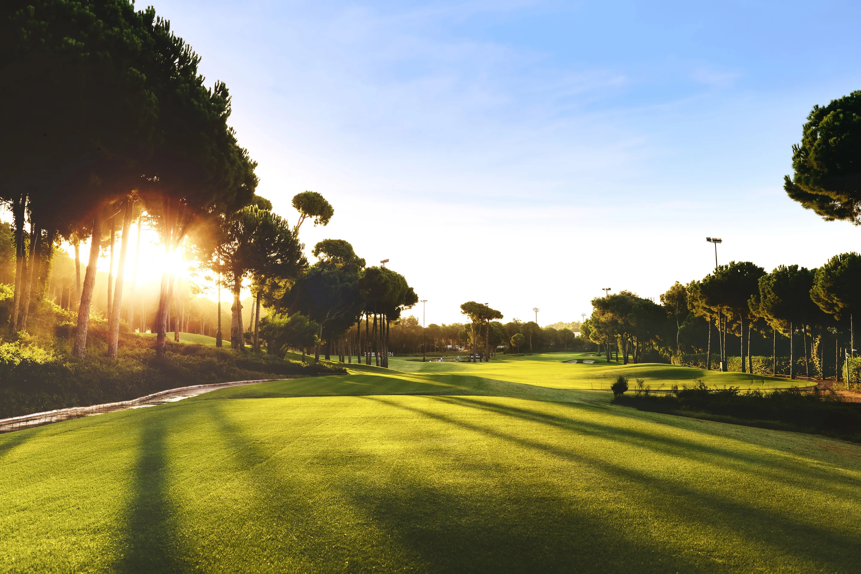 Golf fairway at sunset in Antalya